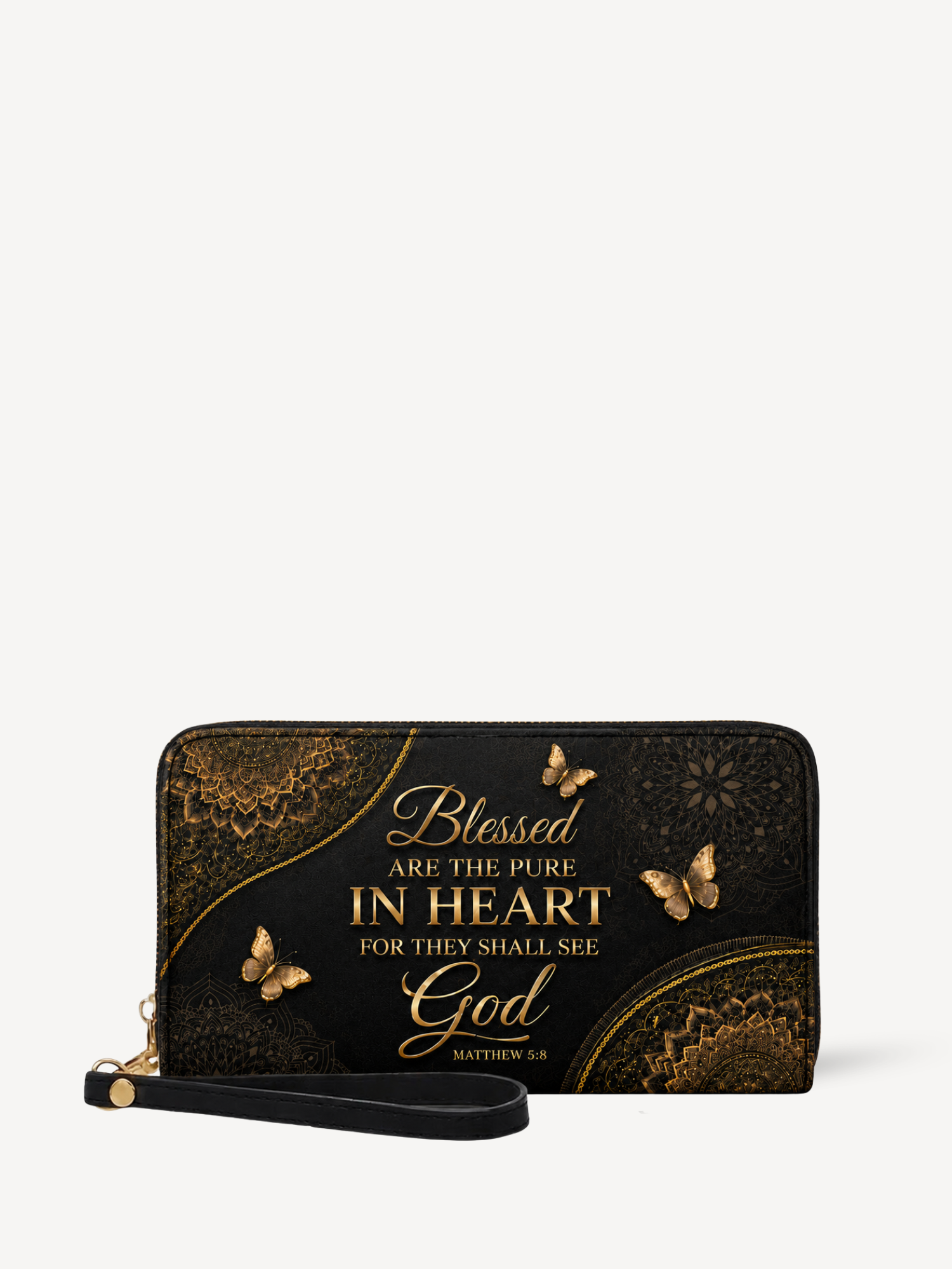 "Blessed Soul" Leather Wallet - Catholic Leather Wallet, Front View
