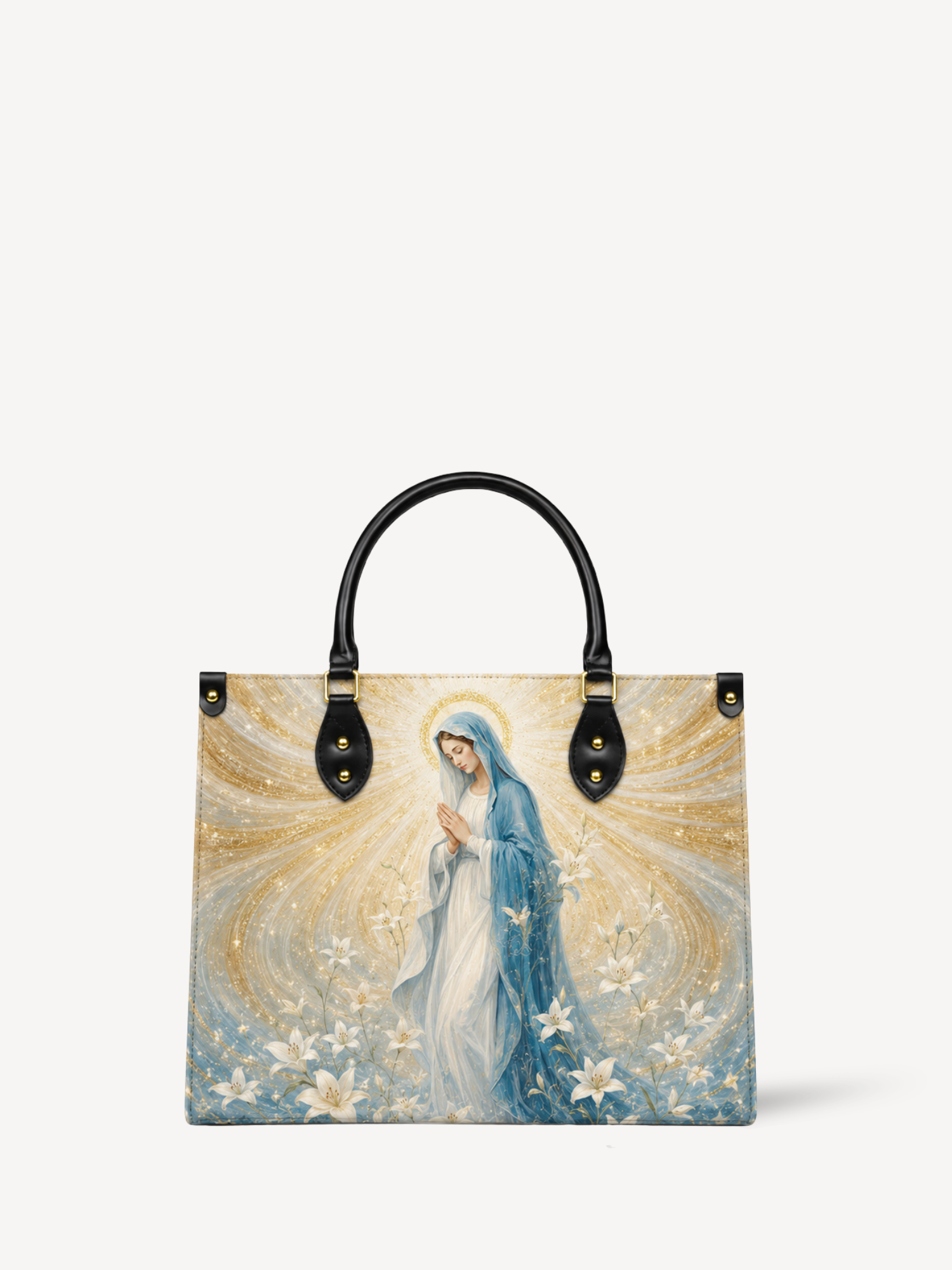 "Blessed Virgin Mary" Leather Handbag - Catholic Leather Handbag, Front View