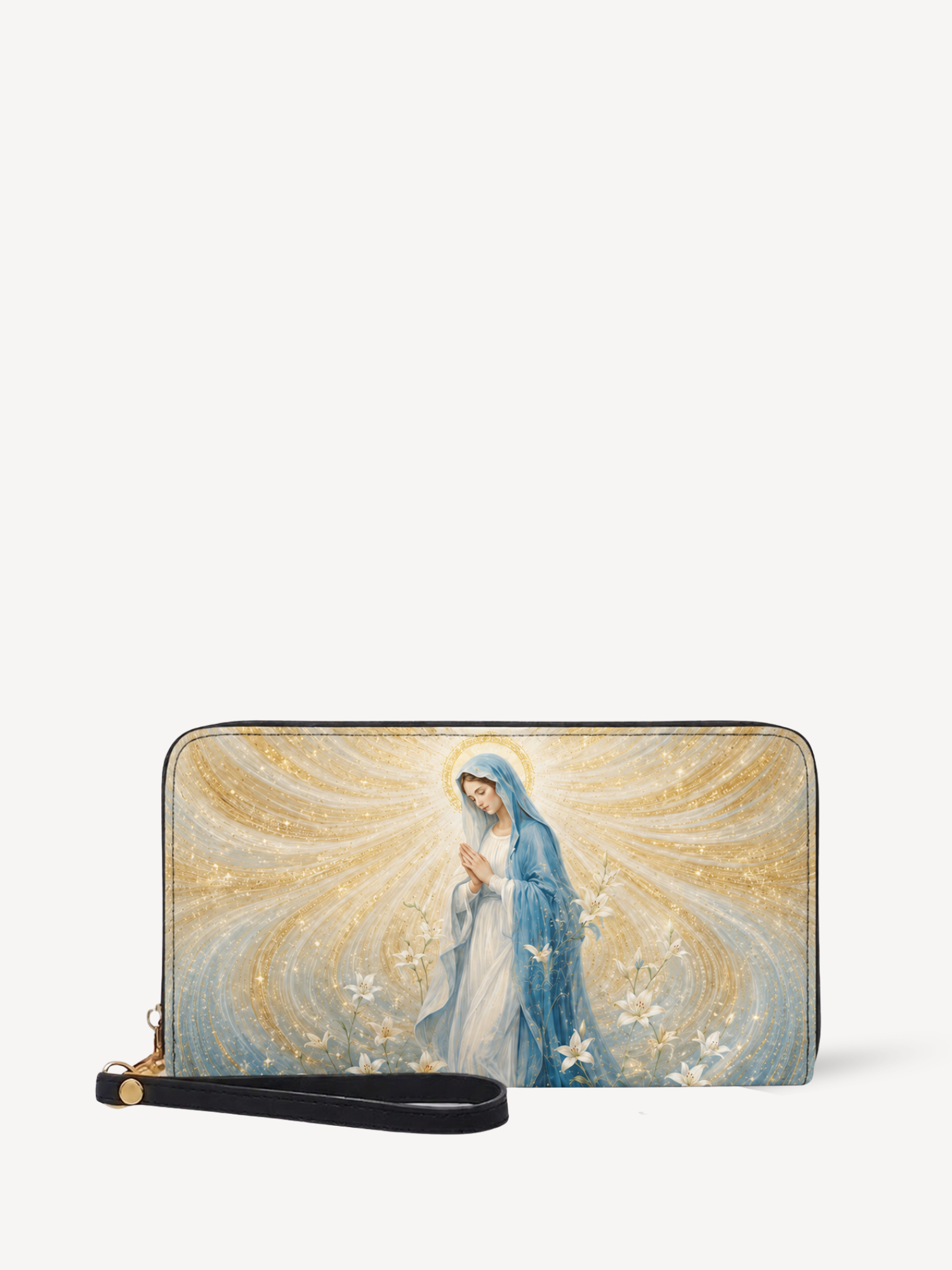 "Blessed Virgin Mary" Leather Wallet - Catholic Leather Wallet, Front View
