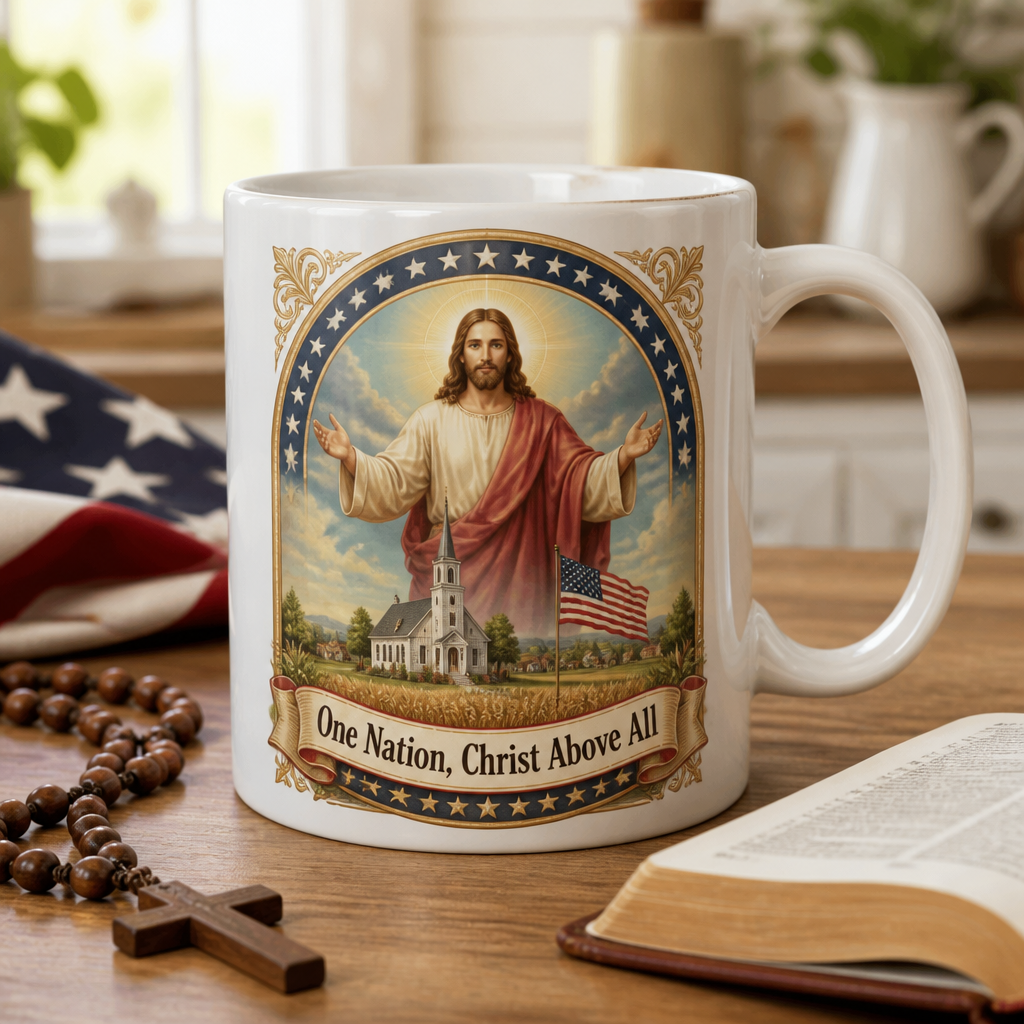 Blessing Over Our Hometown Ceramic Mug - Christian Coffee Mug, front view