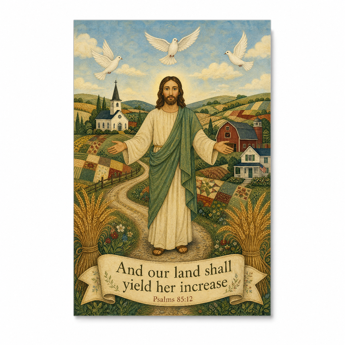 Blessing Over The Valley Canvas Wall Art - Christian Wall Art, detail view