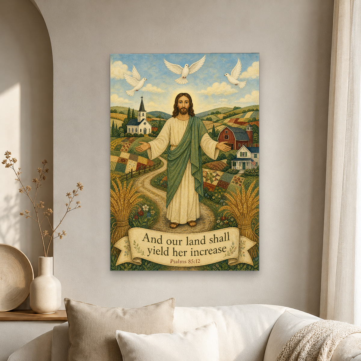 Blessing Over The Valley Canvas Wall Art - Christian Wall Art, scale reference