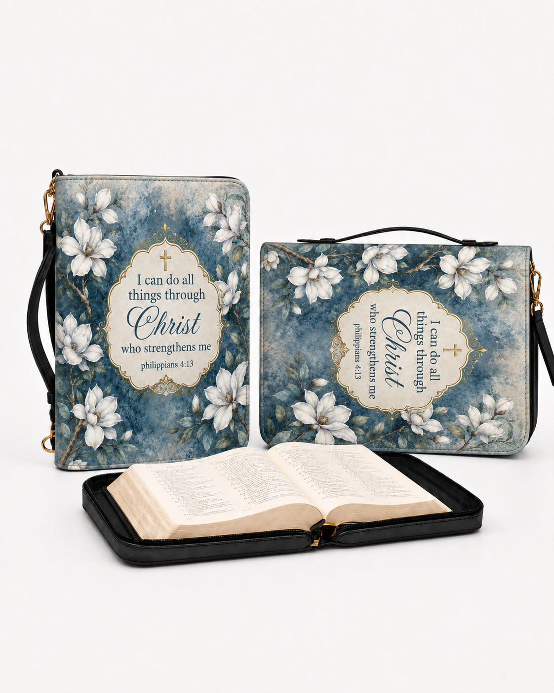 "Blue Magnolia" Bible Cover - Catholic Bible Cover, View 2