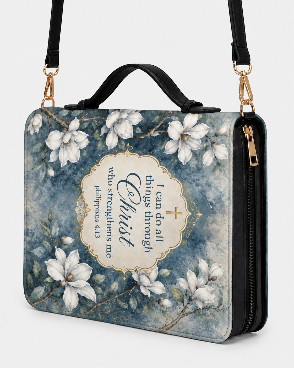"Blue Magnolia" Bible Cover - Catholic Bible Cover, View 3