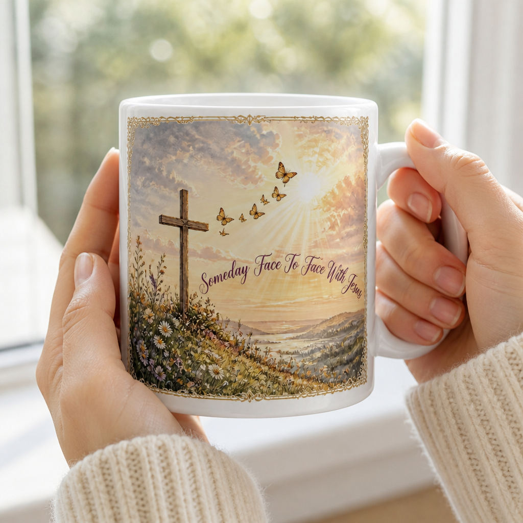 Butterflies At Dawn Ceramic Mug - Christian Coffee Mug, styled in the home