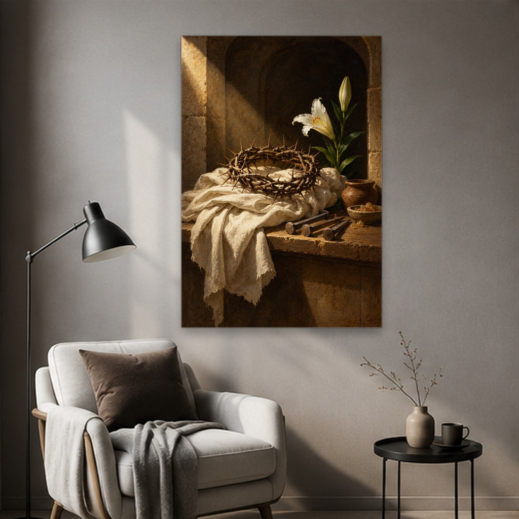 By His Bruises Canvas Wall Art - Catholic Wall Art, styled in the home