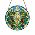 Calix Sanctus III Glass Suncatcher - Catholic Suncatcher, front view