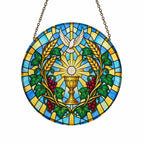 Calix Sanctus III Glass Suncatcher - Catholic Suncatcher, front view
