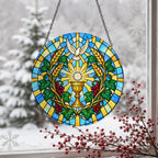Calix Sanctus III Glass Suncatcher - Catholic Suncatcher, detail view