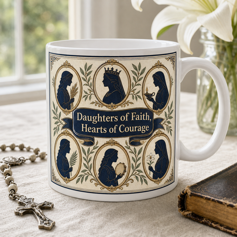 Cameos Of Holy Women Ceramic Mug - Christian Coffee Mug, front view