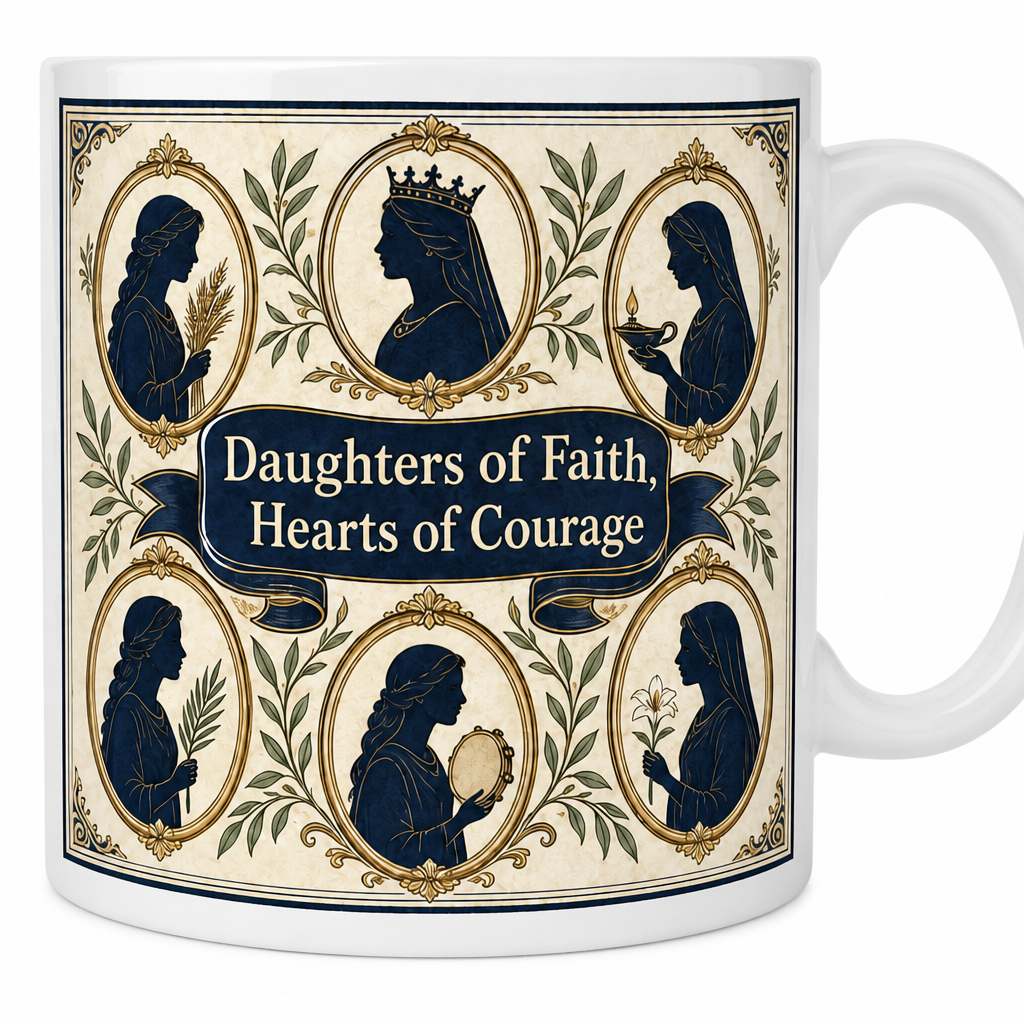 Cameos Of Holy Women Ceramic Mug - Christian Coffee Mug, detail view