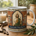 Candles For Saint Jude Ceramic Mug - Christian Coffee Mug, front view