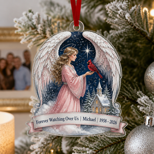 Cardinal Over The Chapel Acrylic Ornament - Acrylic Christmas Ornament, front view