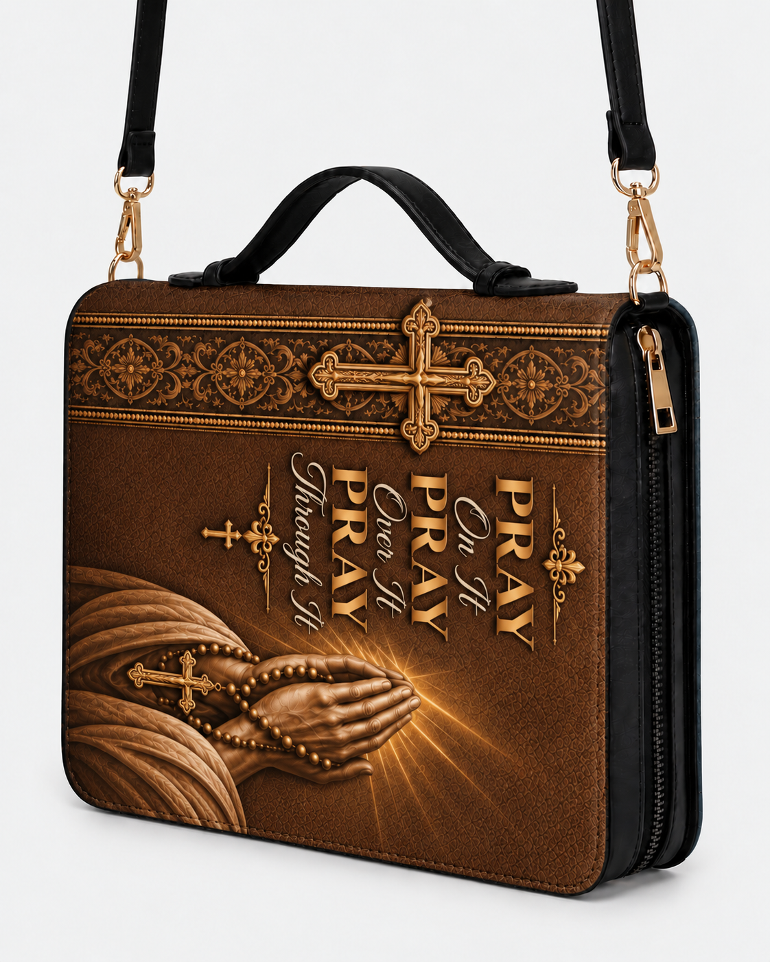 Carried by Faith Bible Cover - Leather Bible Cover, styled in the home