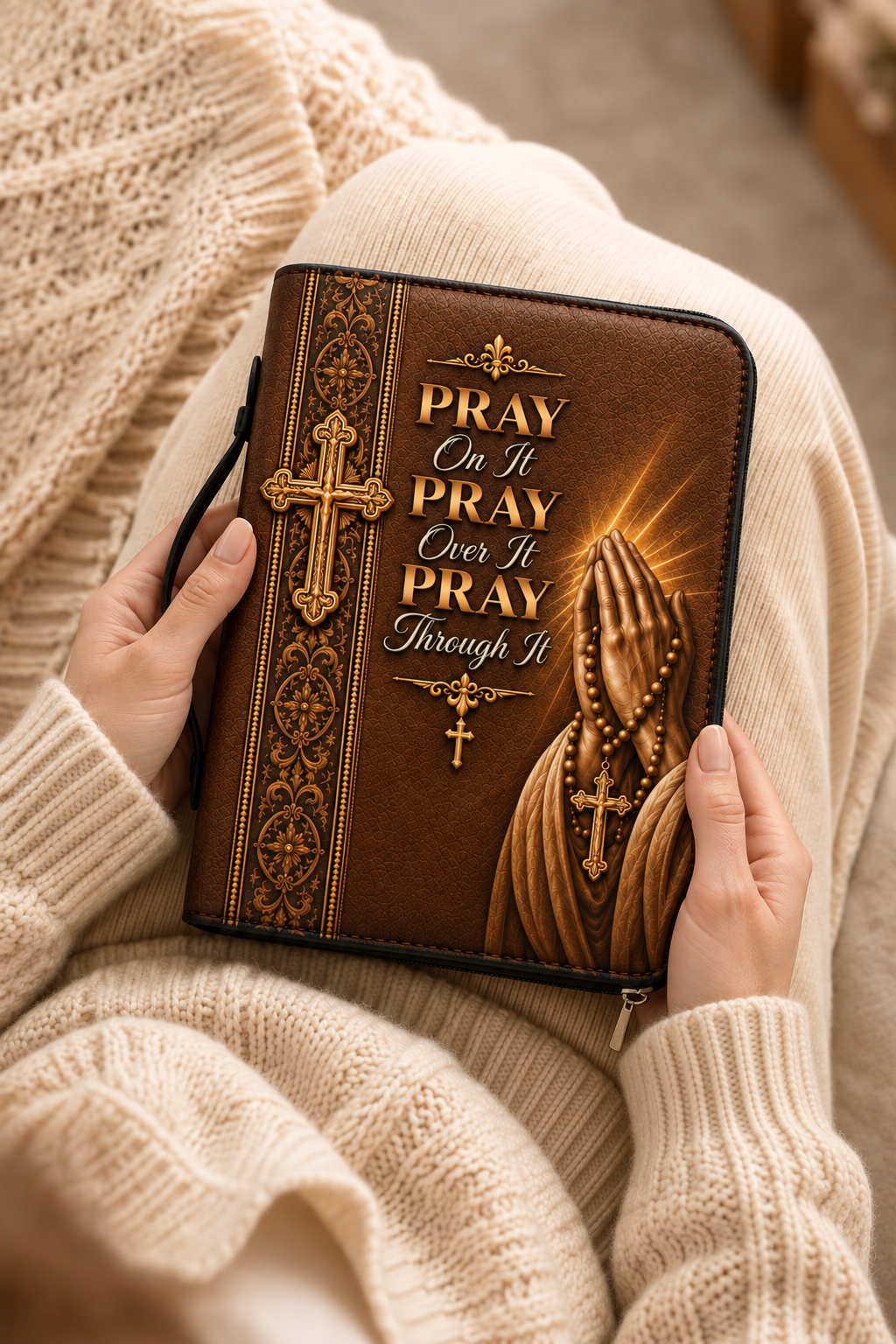 Carried by Faith Bible Cover - Leather Bible Cover, hanging display