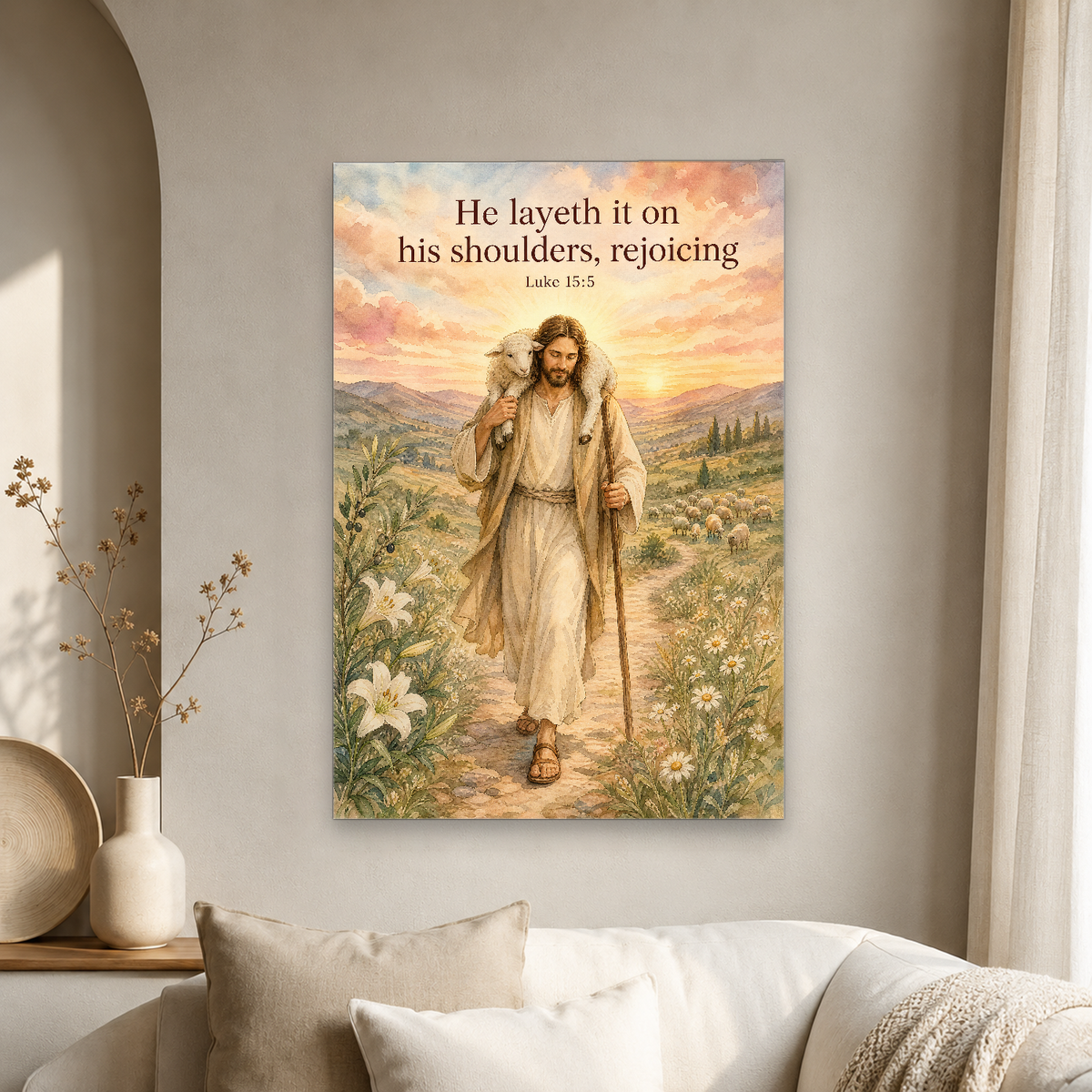 Carried Home At Dawn Canvas Wall Art - Christian Wall Art, scale reference