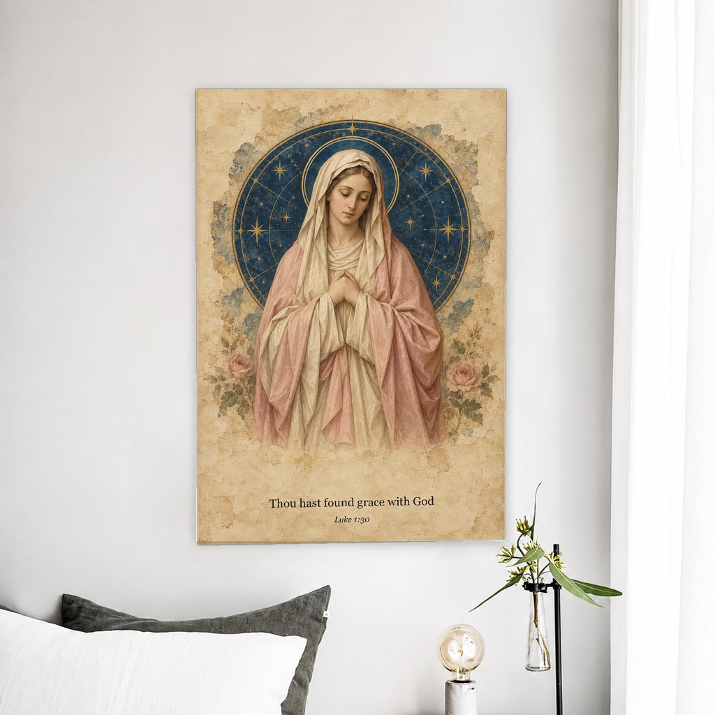 Charta Caelestis Canvas Wall Art - Catholic Wall Art, detail view