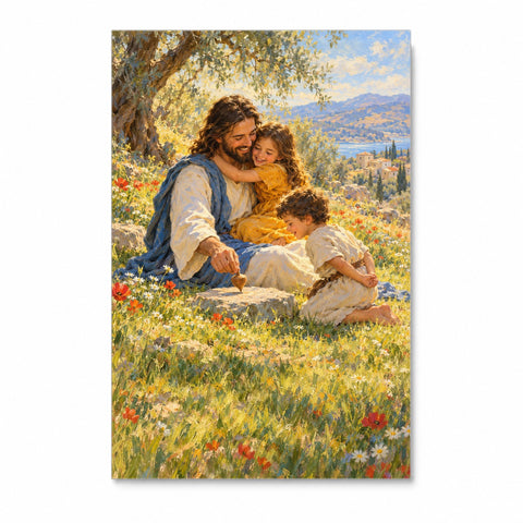 Children at Play Canvas Wall Art - Catholic Wall Art, front view