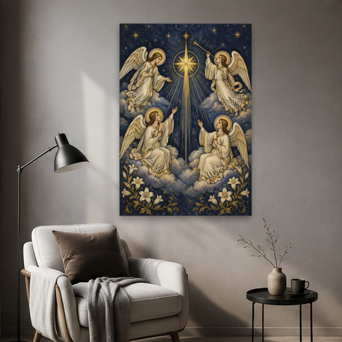 Chorus Angelorum Canvas Wall Art - Catholic Wall Art, styled in the home