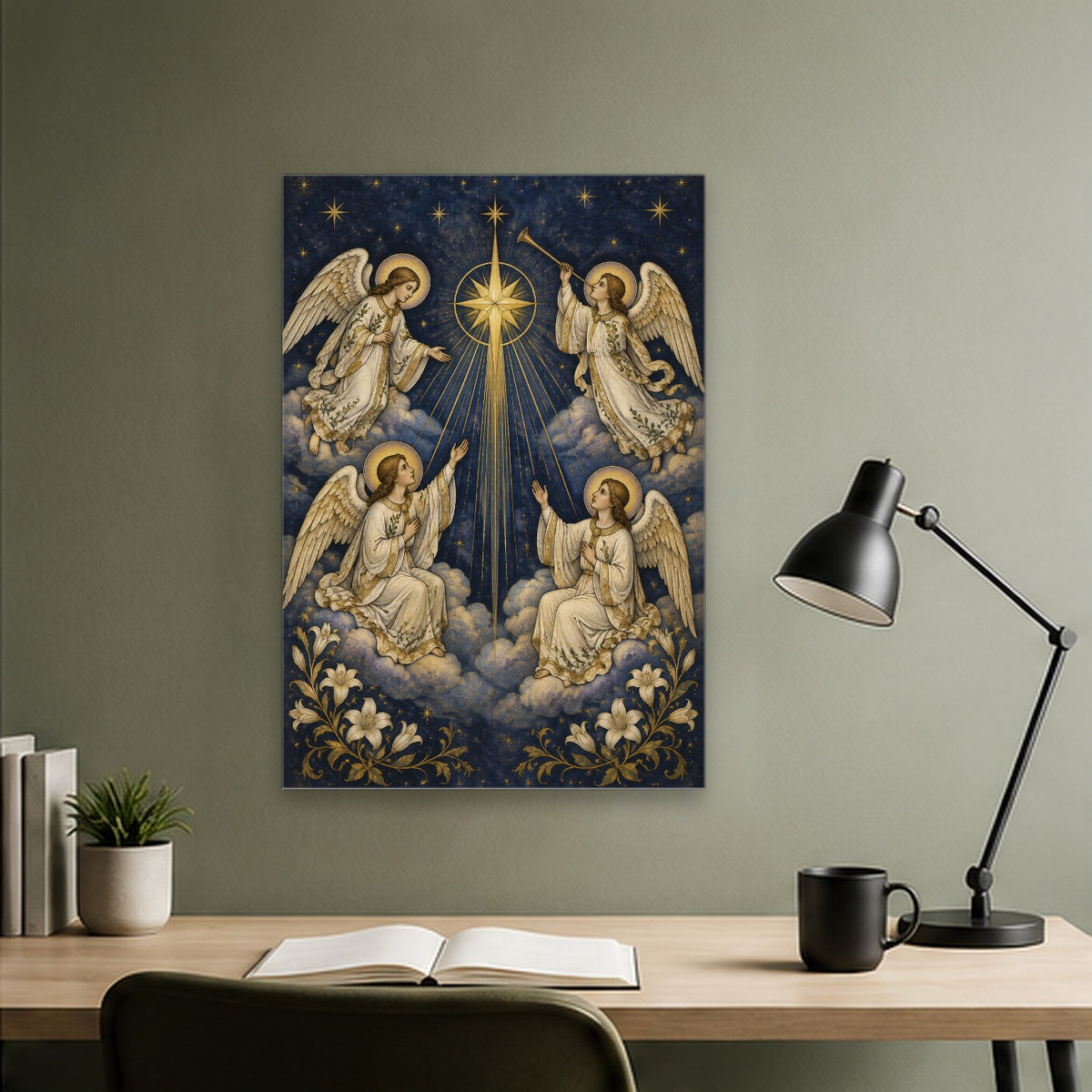 Chorus Angelorum Canvas Wall Art - Catholic Wall Art, close-up of the print