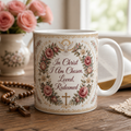 Chosen Rose Wreath Ceramic Mug - Christian Coffee Mug, front view