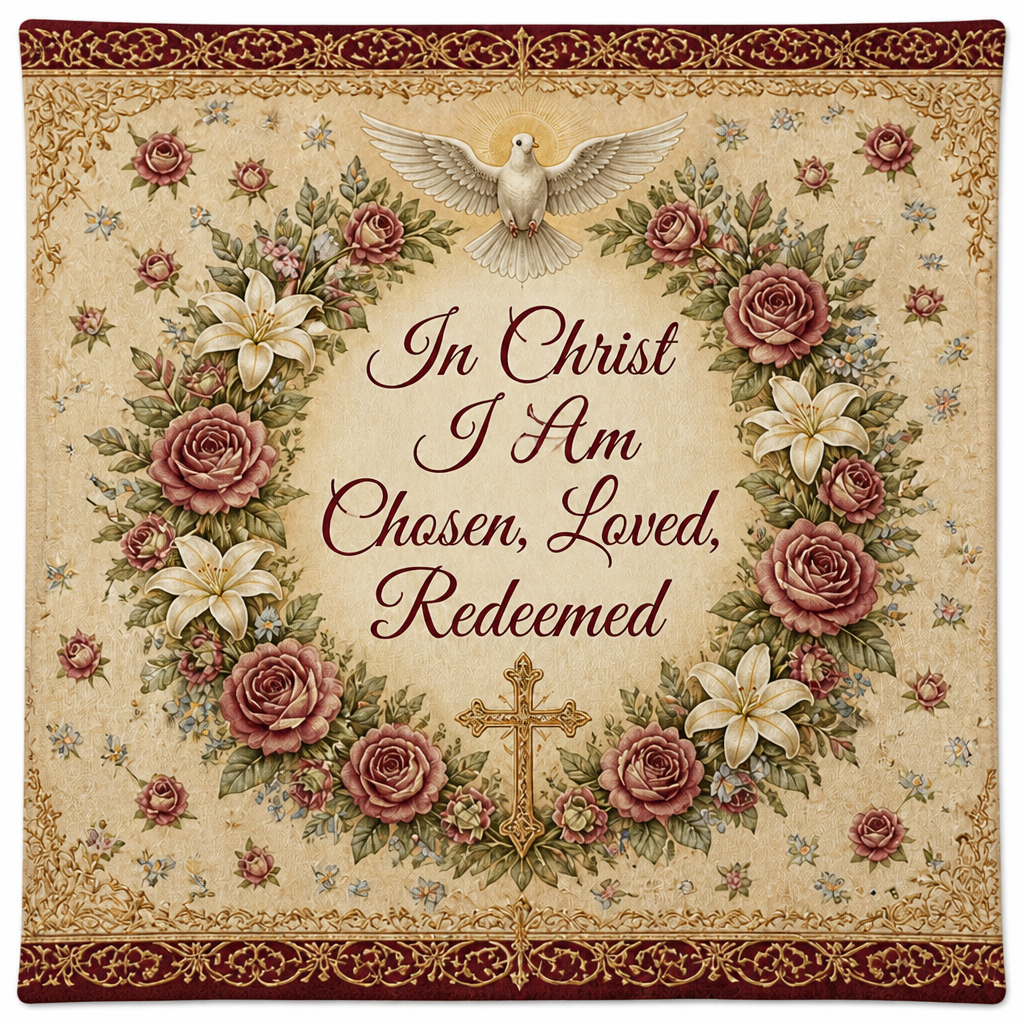 Chosen Rose Wreath Fleece Blanket - Christian Blanket, detail view