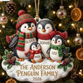 Christmas Penguin Family Holiday Group Acrylic Ornament - Acrylic Christmas Ornament, front view