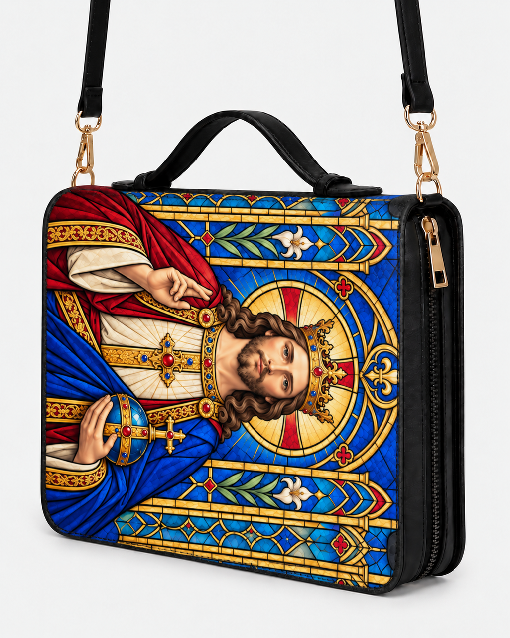 Christus Rex Cathedral Light Bible Cover - PU Leather Bible Cover, detail view