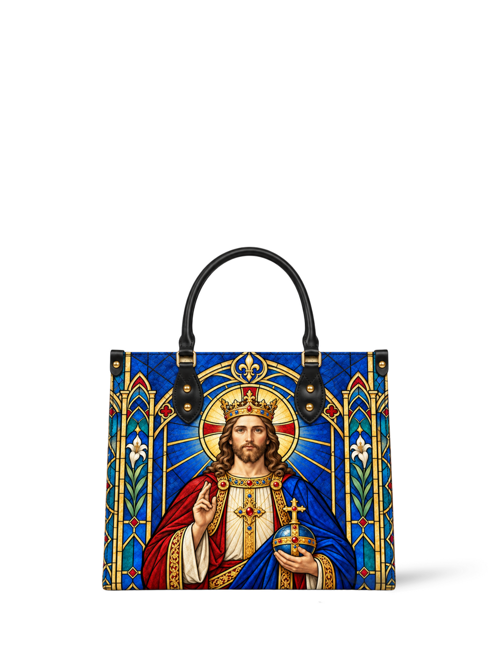Christus Rex Cathedral Light PU Leather Handbag - Christian Handbag, front view