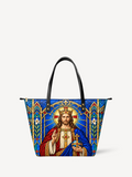 Christus Rex Cathedral Light PU Leather Tote Bag - Christian Tote Bag, front view