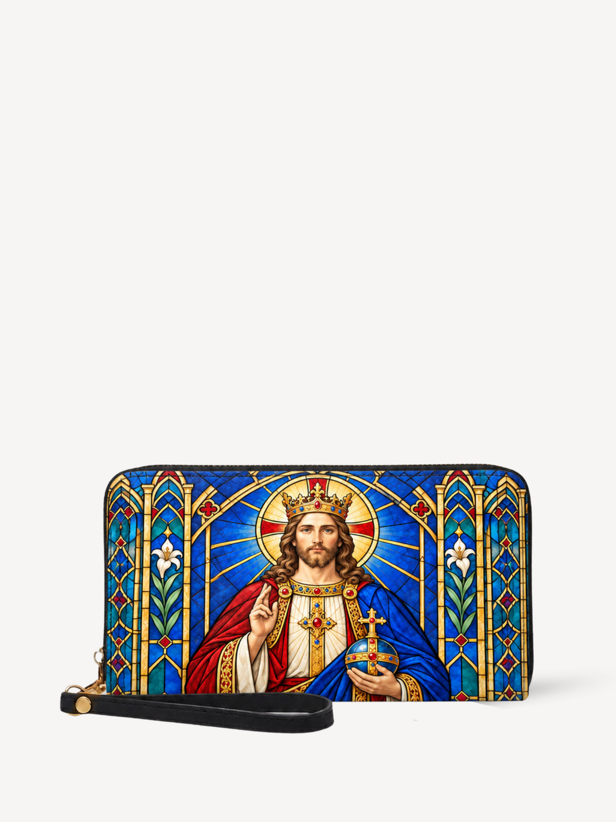 Christus Rex Cathedral Light PU Leather Wallet - Christian Wallet, front view