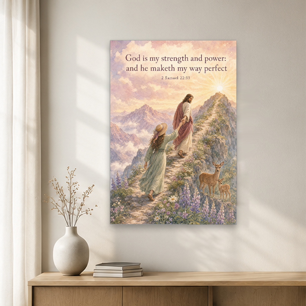 Climbing with the Shepherd Canvas Wall Art - Christian Wall Art, close-up of the print
