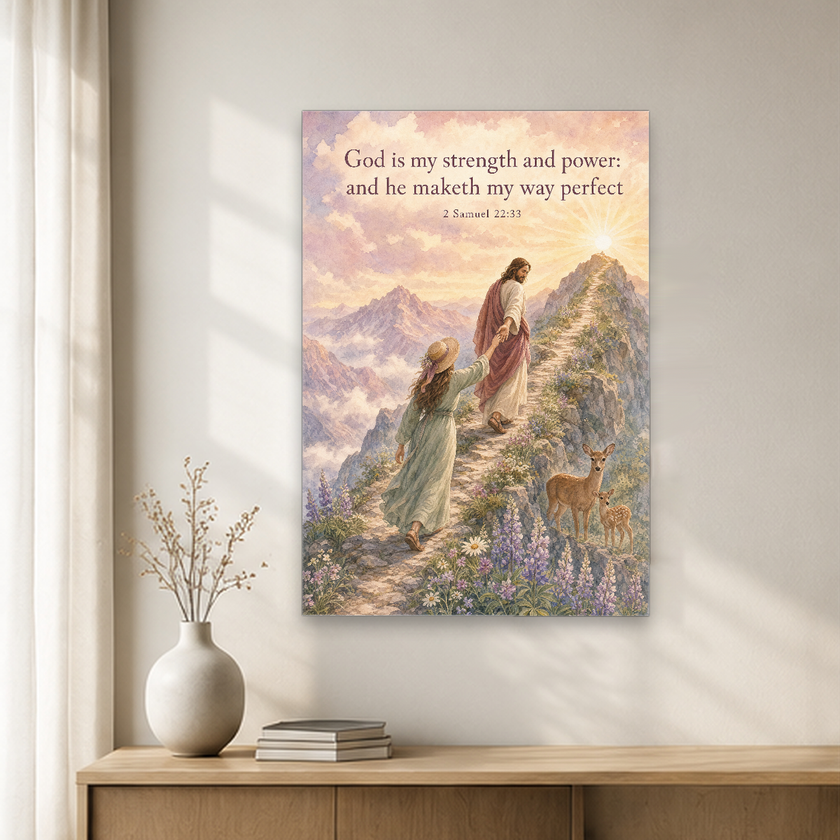 Climbing with the Shepherd Canvas Wall Art - Christian Wall Art, close-up of the print