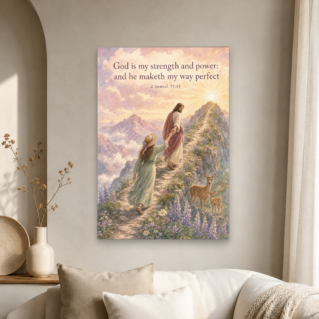 Climbing with the Shepherd Canvas Wall Art - Christian Wall Art, gift presentation