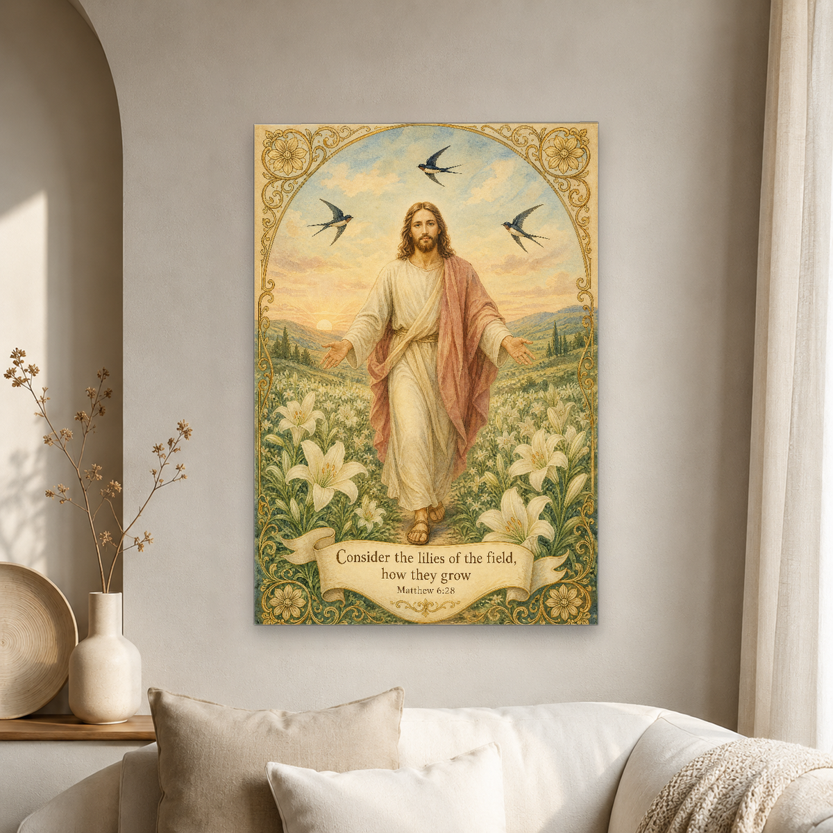 Clothed Like the Lilies Canvas Wall Art - Christian Wall Art, gift presentation