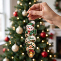 Colorful Snowman Ribbon Scroll Christmas Acrylic Ornament - Acrylic Christmas Ornament, front view