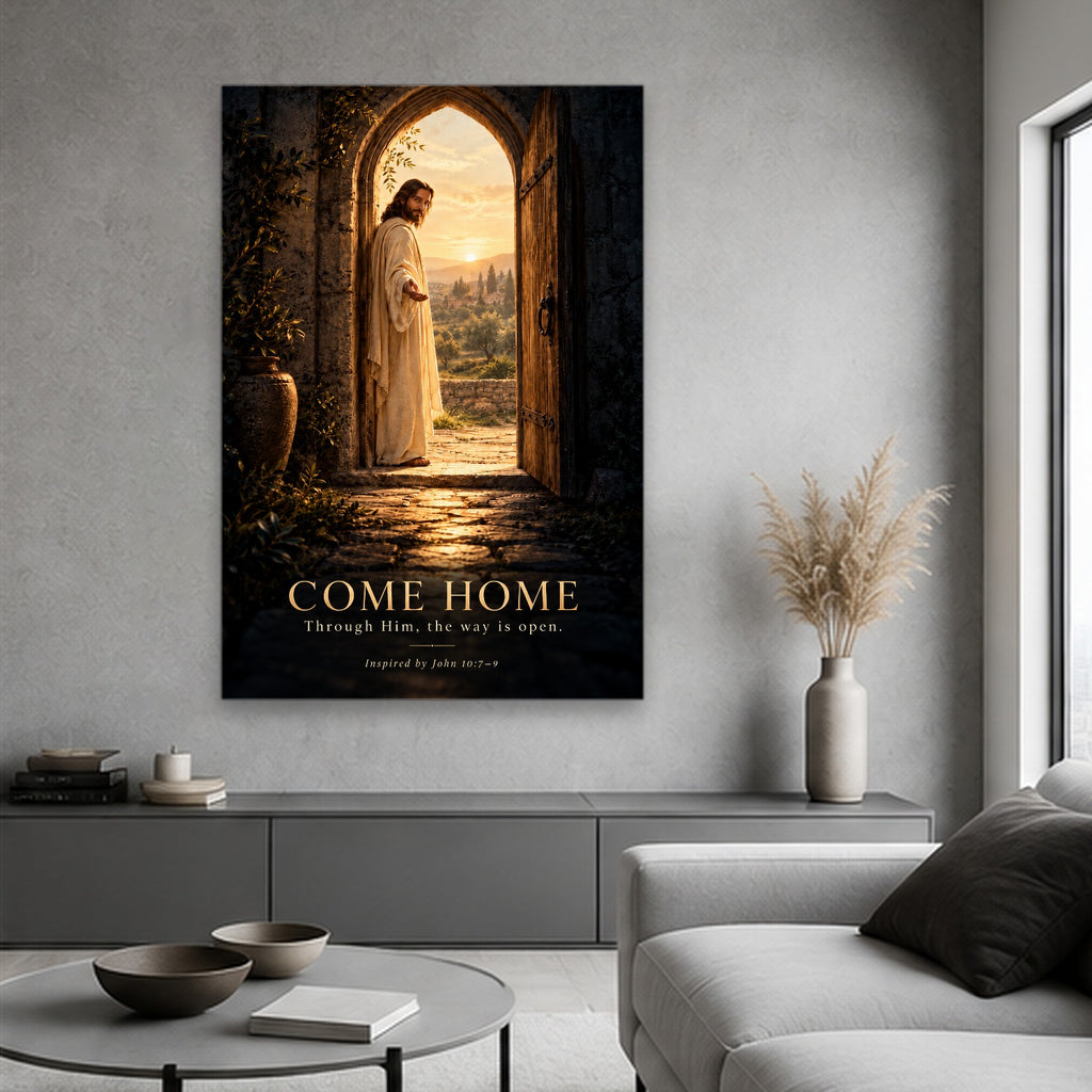 Come Home - Canvas Wallart Canvas Wall Art - Catholic Wall Art, hanging display