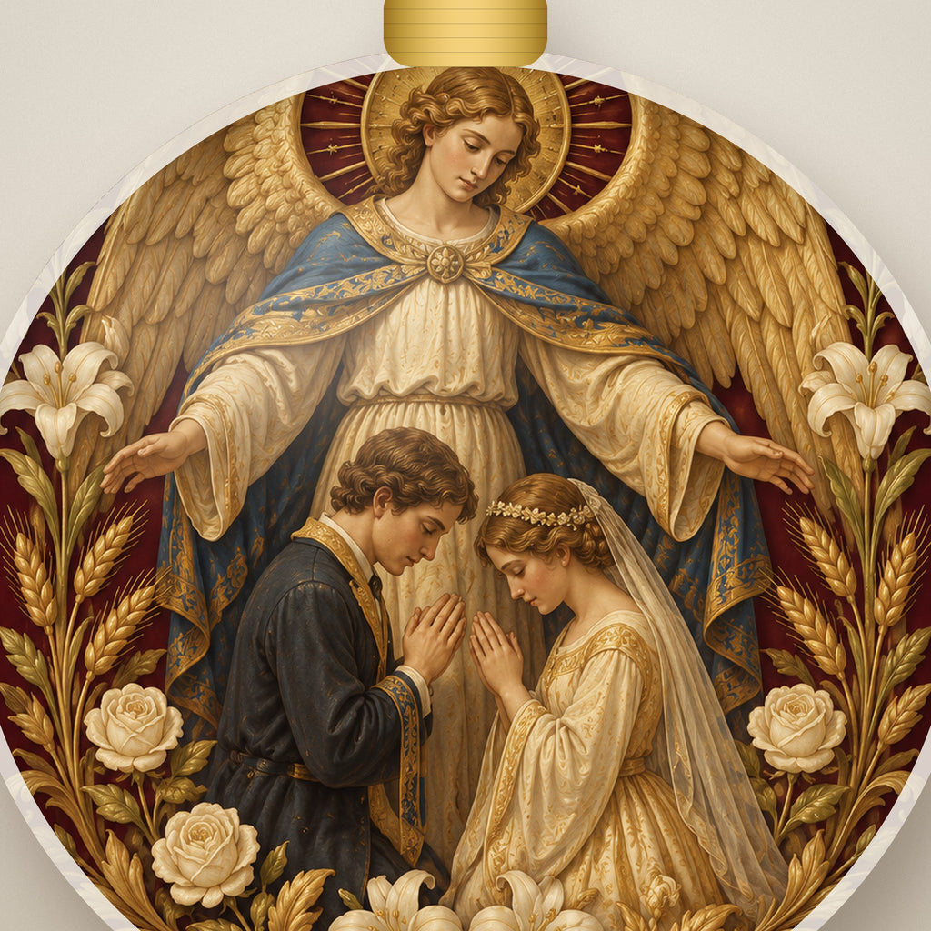 Comes Viae Ceramic Ornament - Catholic Christmas Ornament, detail view