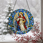 Comes Viae II Glass Suncatcher - Catholic Suncatcher, detail view