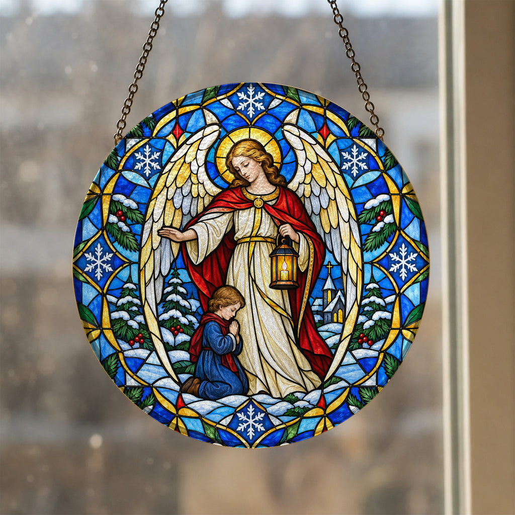 Comes Viae II Glass Suncatcher - Catholic Suncatcher, styled in the home