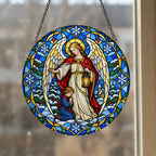 Comes Viae II Glass Suncatcher - Catholic Suncatcher, styled in the home