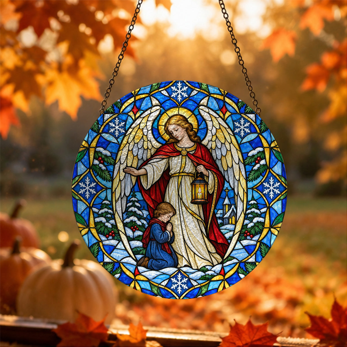 Comes Viae II Glass Suncatcher - Catholic Suncatcher, hanging display