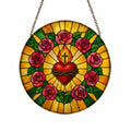 Cor Aeternum Glass Suncatcher - Catholic Suncatcher, front view