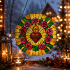 Cor Aeternum Glass Suncatcher - Catholic Suncatcher, gift presentation
