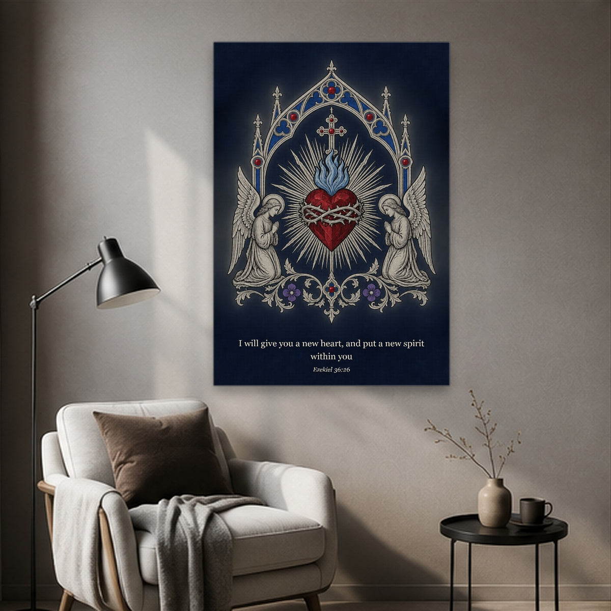 Cor Argenteum Canvas Wall Art - Catholic Wall Art, styled in the home