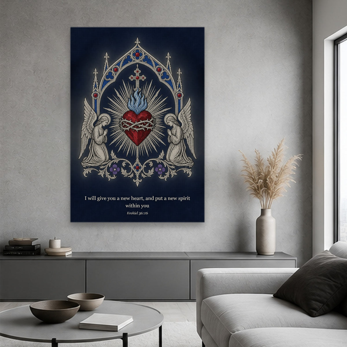 Cor Argenteum Canvas Wall Art - Catholic Wall Art, hanging display