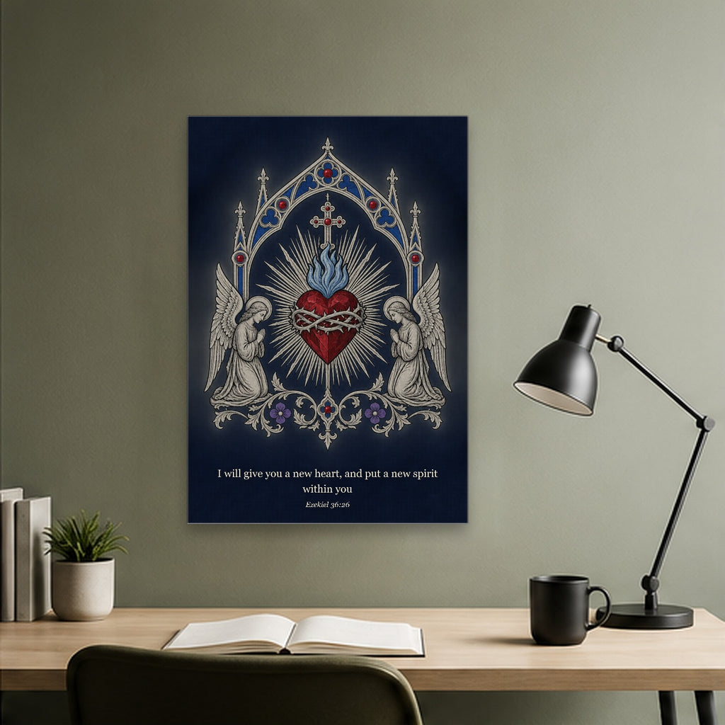 Cor Argenteum Canvas Wall Art - Catholic Wall Art, close-up of the print