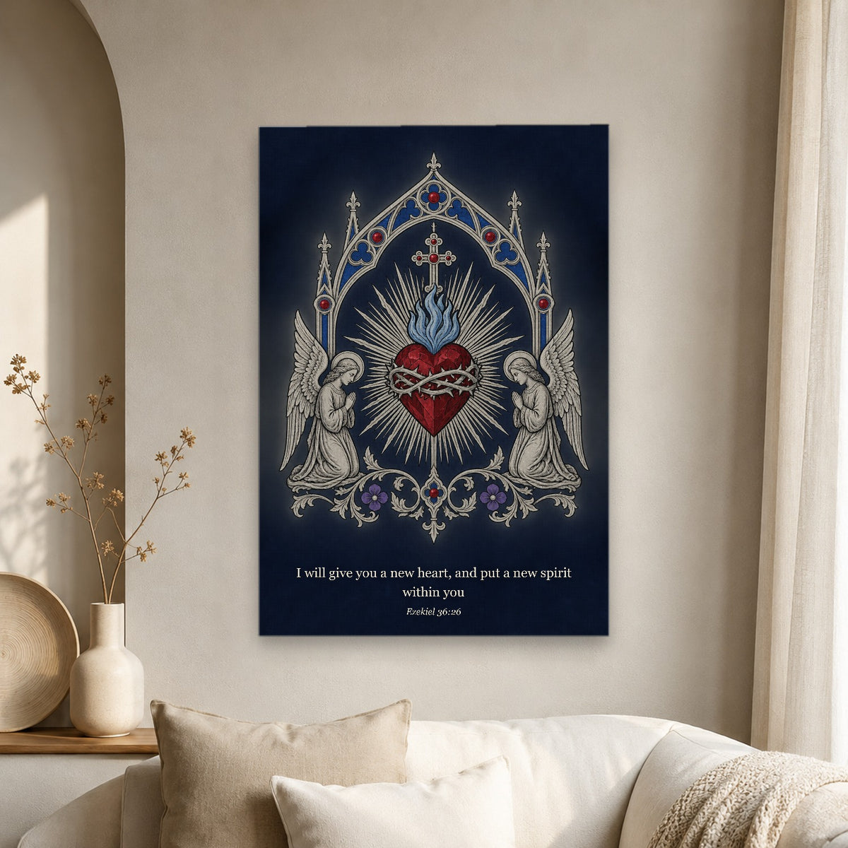 Cor Argenteum Canvas Wall Art - Catholic Wall Art, scale reference
