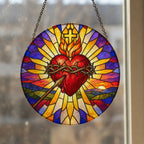 Cor Misericors IV Glass Suncatcher - Catholic Suncatcher, styled in the home
