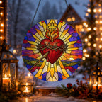 Cor Misericors IV Glass Suncatcher - Catholic Suncatcher, gift presentation